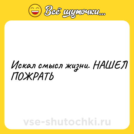 Шутка: Искал смысл жизни. НАШЕЛ ПОЖРАТЬ