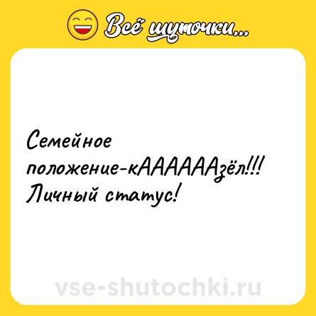 Шутка: Семейное положение-кААААААзёл!!!<br>Личный статус!