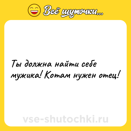 Шутка: Ты должна найти себе мужика! Котам нужен отец!