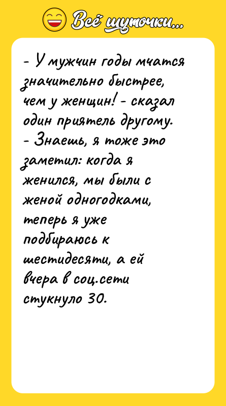- У мужчин годы мчатся значительно быстрее, чем у женщин!