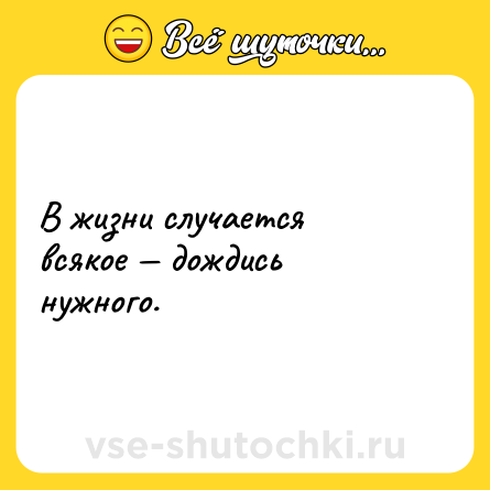 Шутка: В жизни случается всякое — дождись нужного.