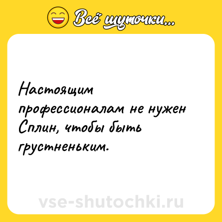Шутка: Настоящим профессионалам не нужен Сплин, чтобы быть грустненьким.