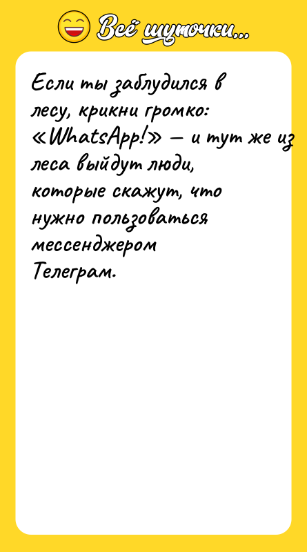 Если ты заблудился в лесу, крикни громко: WhatsApp! и