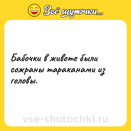 Шутка: Бабочки в животе были сожраны тараканами из головы.