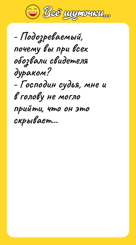 - Подозреваемый, почему вы при всех обозвали свидетеля дураком?