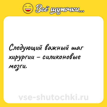 Шутка: Следующий важный шаг хирургии – силиконовые мозги.