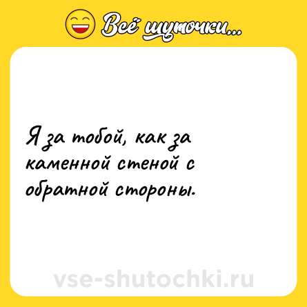 Шутка: Я за тобой, как за каменной стеной с обратной стороны.