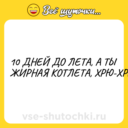 Шутка: 10 ДНЕЙ ДО ЛЕТА, А ТЫ ЖИРНАЯ КОТЛЕТА, ХРЮ-ХРЮ