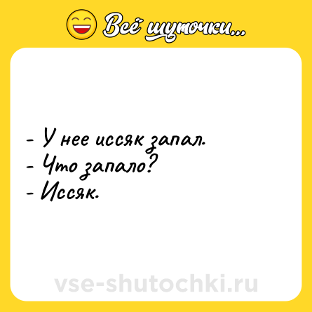 Шутка: - У нее иссяк запал.<br>- Что запало?<br>- Иссяк.