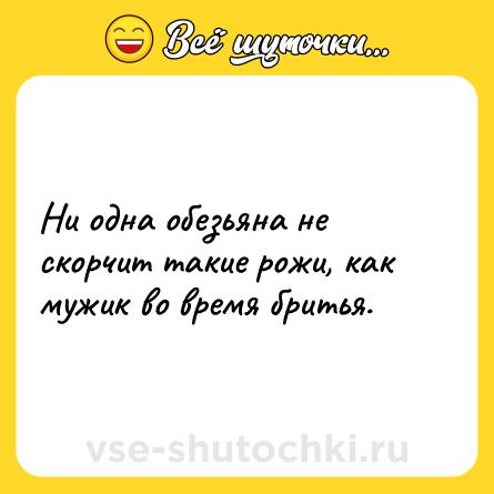 Шутка: Ни одна обезьяна не скорчит такие рожи, как мужик во время бритья.
