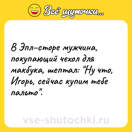 Шутка: В Эпл–сторе мужчина, покупающий чехол для макбука, шептал: 