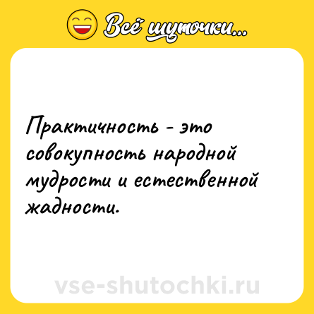 Шутка: Практичность - это совокупность народной мудрости и естественной жадности.