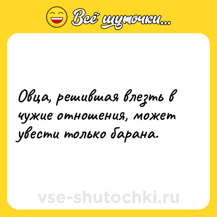 Шутка: Овца, решившая влезть в чужие отношения, может увести только барана.