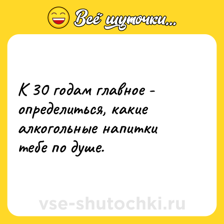 Шутка: К 30 годам главное - определиться, какие алкогольные напитки тебе по душе.