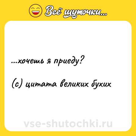 Шутка: ...хочешь я приеду? <br><br>(с) цитата великих бухих