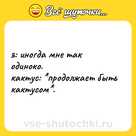 Шутка: я: иногда мне так одиноко.  <br>кактус: *продолжает быть кактусом*.