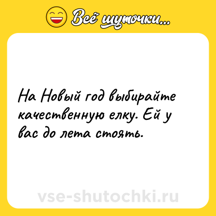 Шутка: На Новый год выбирайте качественную елку. Ей у вас до лета стоять.