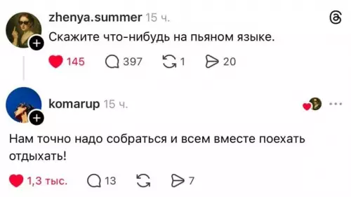 Скриншот комментариев в соцсетях - Скажите что-нибудь на пьяном языке. Нам точно надо собраться и