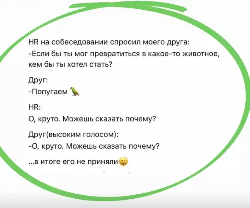 Когда слишком буквально понял вопрос HR 🦜 - HR на собеседовании спросил моего друга: -Если бы ты мог