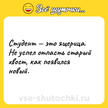 Шутка: Студент — это ящерица. Не успел отпасть старый хвост, как появился новый.