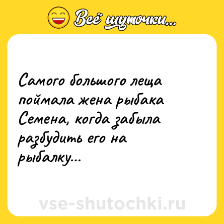 Шутка: Самого большого леща поймала жена рыбака Семена, когда забыла разбудить его на рыбалку…