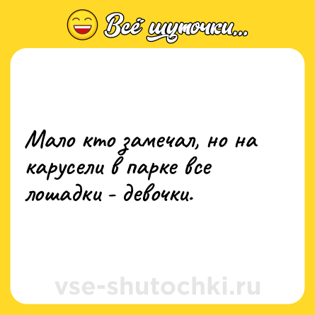 Шутка: Мало кто замечал, но на карусели в парке все лошадки - девочки.