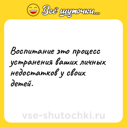 Шутка: Воспитание это процесс устранения ваших личных недостатков у своих детей.