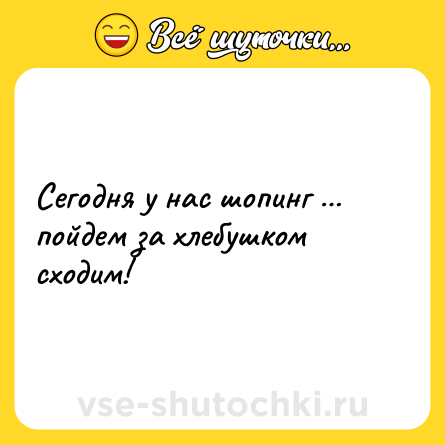 Шутка: Сегодня у нас шопинг … пойдем за хлебушком сходим!