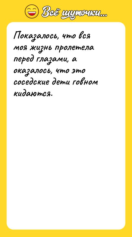 Показалось, что вся моя жизнь пролетела перед глазами, а оказалось,