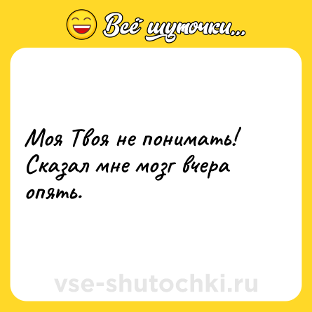 Шутка: Моя Твоя не понимать! Сказал мне мозг вчера опять.