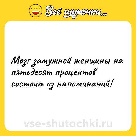 Шутка: Мозг замужней женщины на пятьдесят процентов состоит из напоминаний!