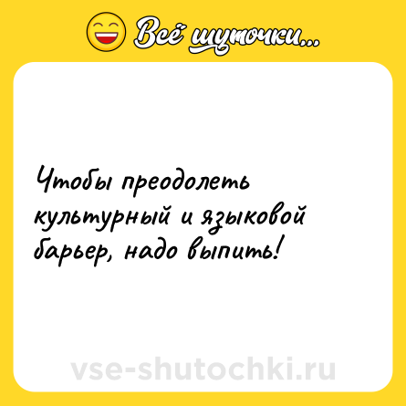 Шутка: Чтобы преодолеть культурный и языковой барьер, надо выпить!