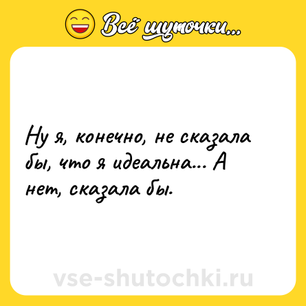 Шутка: Ну я, конечно, не сказала бы, что я идеальна... А нет, сказала бы.