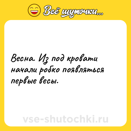 Шутка: Весна. Из под кровати начали робко появляться первые весы.