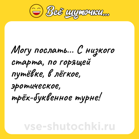 Шутка: Могу послать… С низкого старта, по горящей путёвке, в лёгкое, эротическое, трёх-буквенное турне!