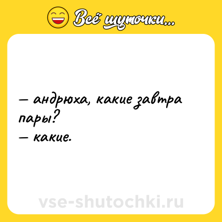 Шутка: — андрюха, какие завтра пары?  <br>— какие.