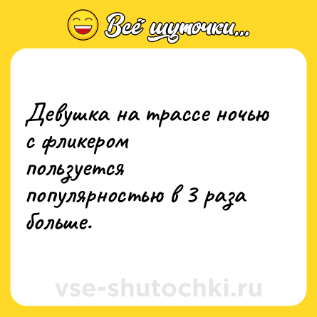 Шутка: Девушка на трассе ночью с фликером <br>пользуется популярностью в 3 раза больше.