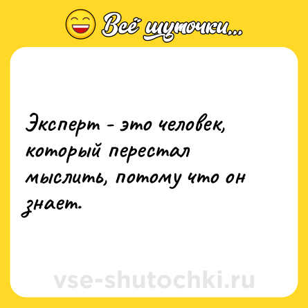 Шутка: Эксперт - это человек, который перестал мыслить, потому что он знает.