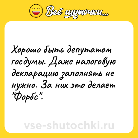 Шутка: Хорошо быть депутатом госдумы. Даже налоговую декларацию заполнять не нужно. За них это делает 