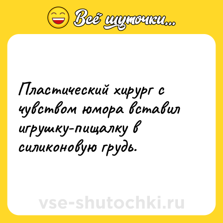 Шутка: Пластический хирург с чувством юмора вставил игрушку-пищалку в силиконовую грудь.