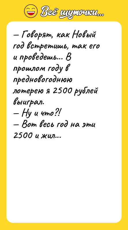 — Говорят, как Новый год встретишь, так его и проведешь...
