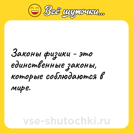 Шутка: Законы физики - это единственные законы, которые соблюдаются в мире.