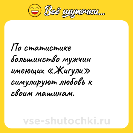 Шутка: По статистике большинство мужчин имеющих «Жигули» симулируют любовь к своим машинам.