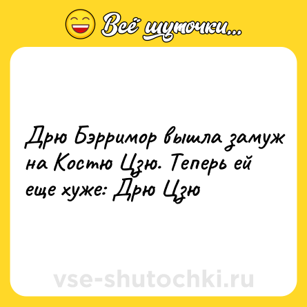 Шутка: Дрю Бэрримор вышла замуж на Костю Цзю. Теперь ей еще хуже: Дрю Цзю